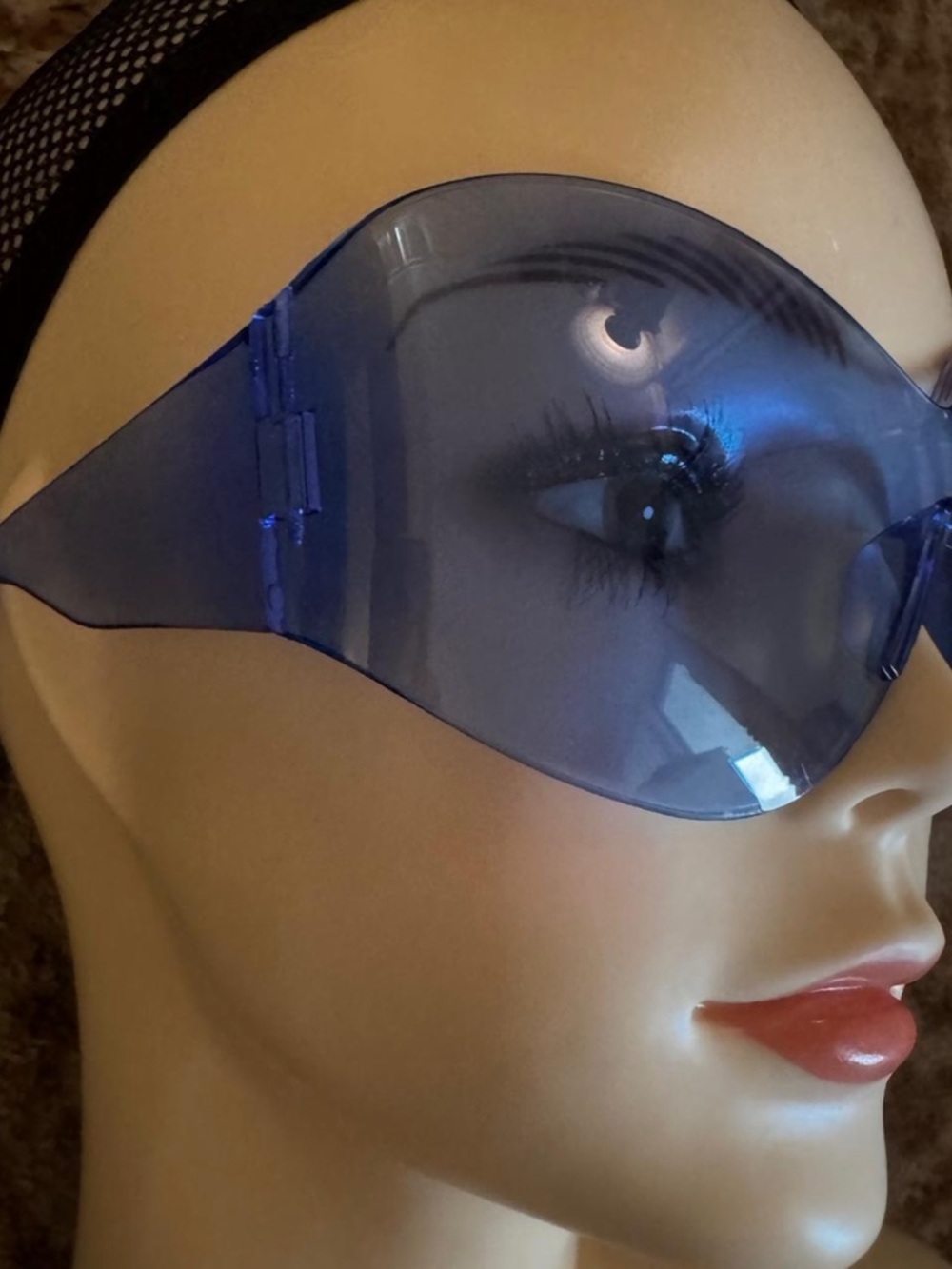 Futuristic sunglasses blue lens butterfly